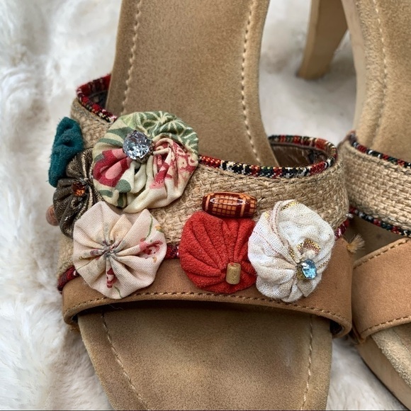 Steve Madden Lonaa Canvas Flower Heels RARE 9 - Picture 3 of 7